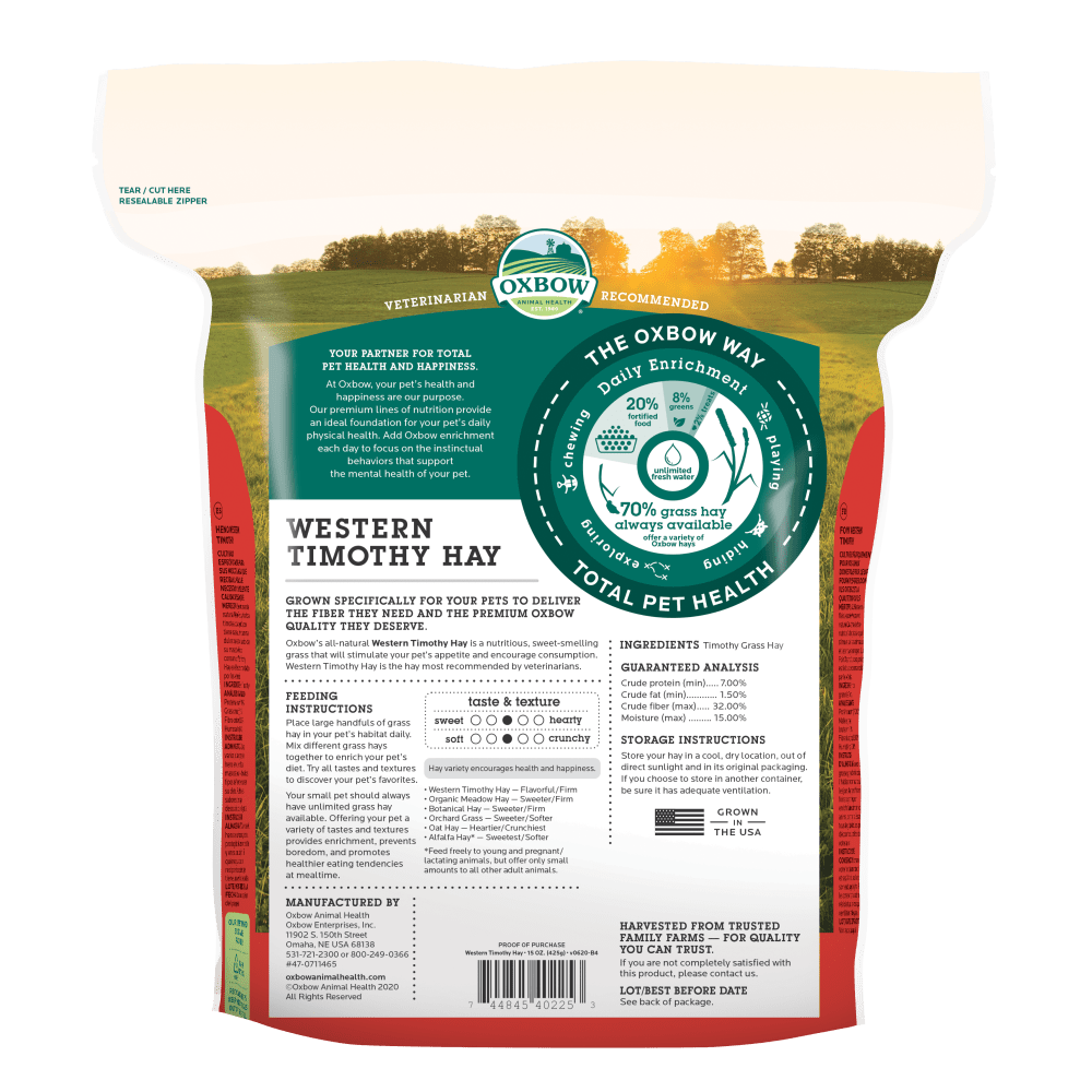 Oxbow Western Timothy Heu Für Kaninchen & Meerschweinchen - 9oz Packung