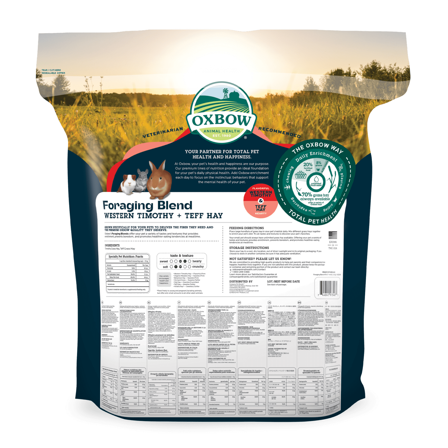 Oxbow Foraging Hay Blend Teff & Western Timothy Hay 40oz - Oxbow Animal ...