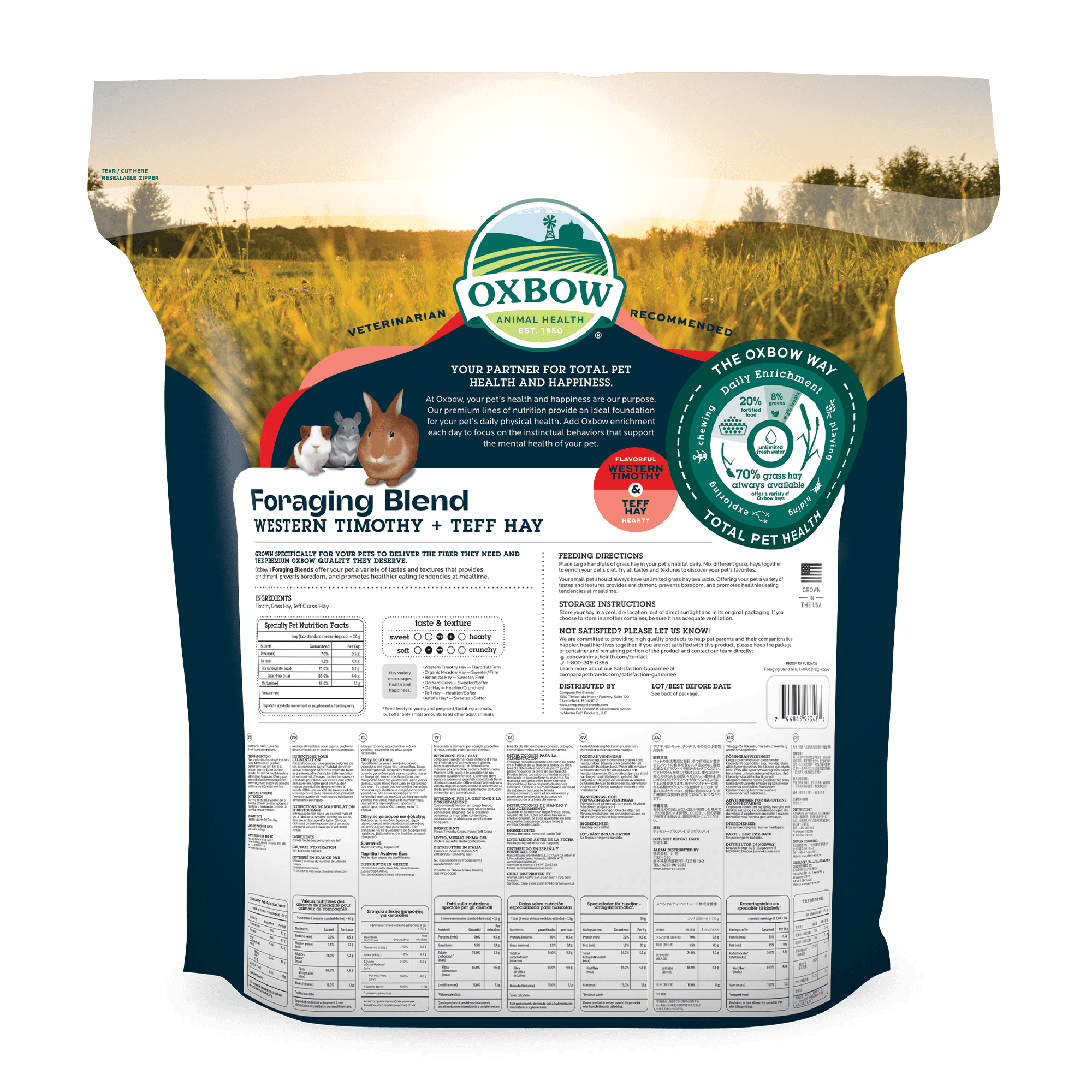 Oxbow Foraging Hay Blend Teff & Western Timothy Hay 40oz - Oxbow Animal ...